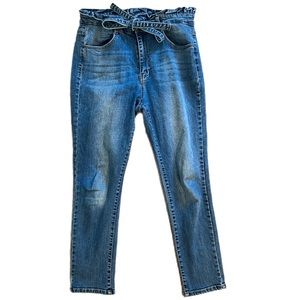 Black Label high rise front tie jeans